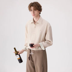 Linen Blend Striped Collar Button Shirt
