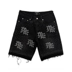 Black “ME” Rhinestone Denim Shorts