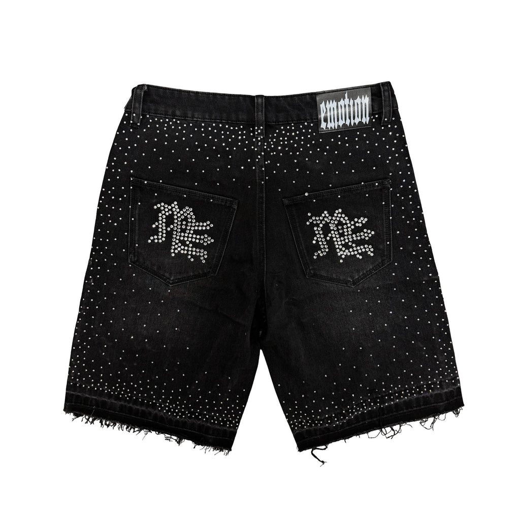 Black “ME” Rhinestone Denim Shorts