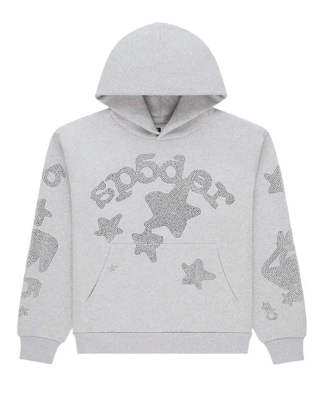 Sp5der Beluga Rhinestone Hoodie Heather Grey Hover Image