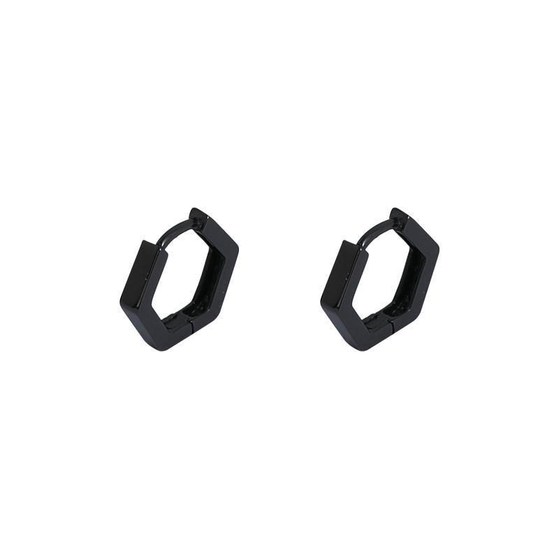 Black Hexagon Earrings