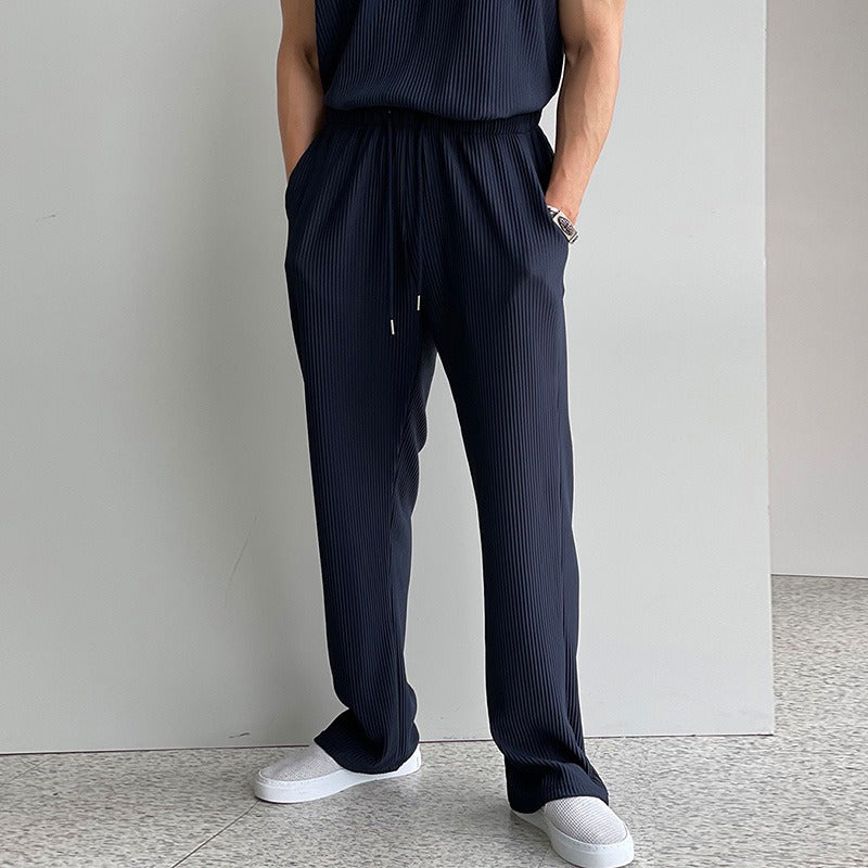 Pleated Stripe Vest and Pants