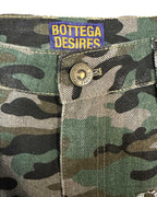 Bottega Desires Distressed Camo Cargo Shorts Green