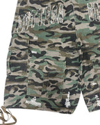 Bottega Desires Distressed Camo Cargo Shorts Green