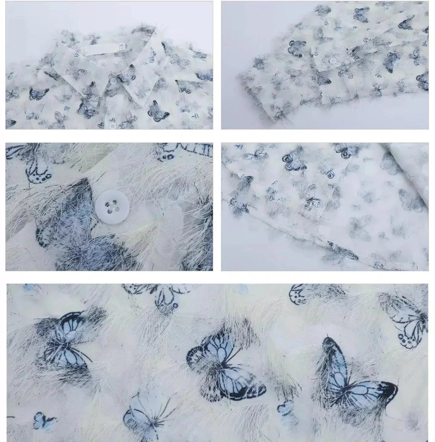 Butterfly Print Fringed Long Sleeve Shirt