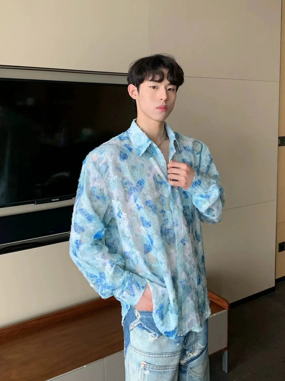 Butterfly Print Long Sleeve Shirt
