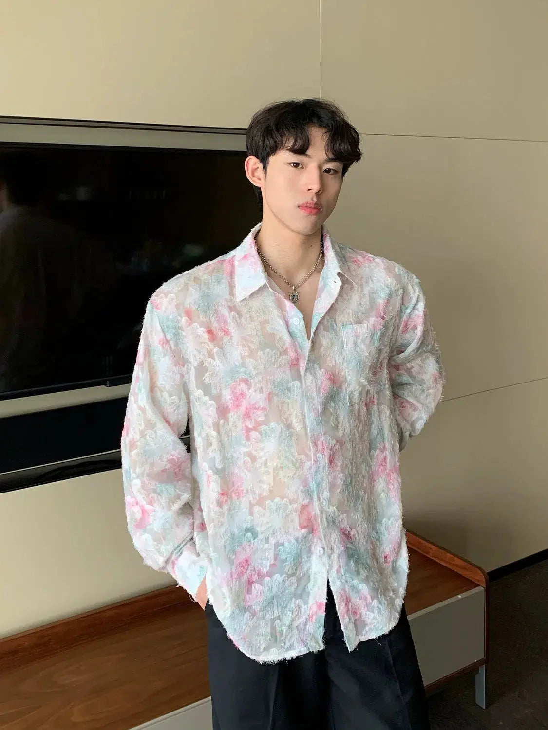 Butterfly Print Long Sleeve Shirt