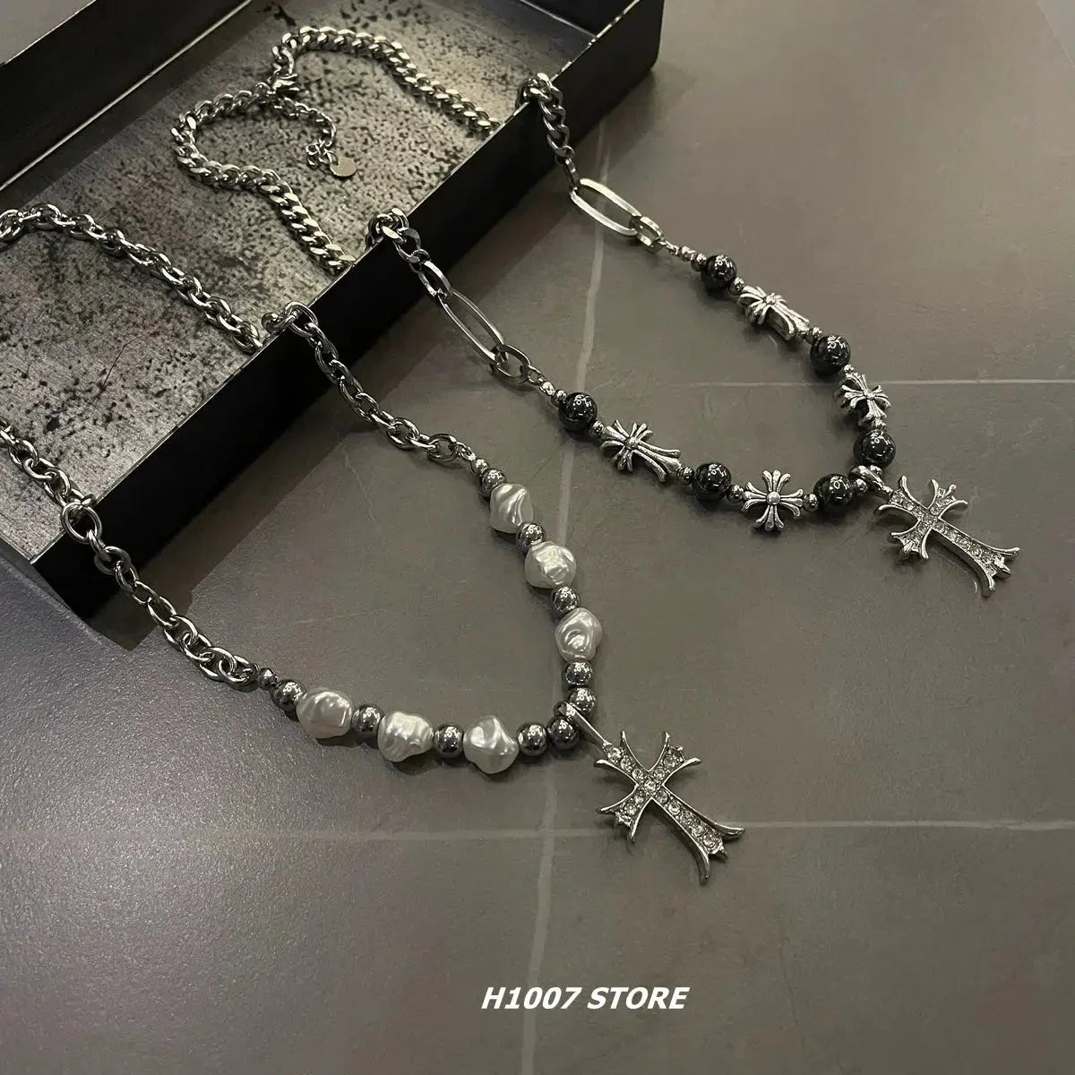 Cross Pearl Splicing Necklace