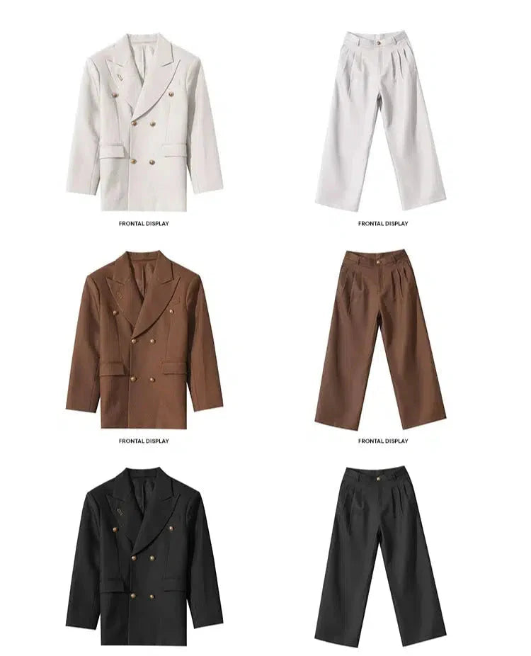 Double-Breasted Suit and Wide-Leg Pants
