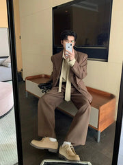 Double-Breasted Suit and Wide-Leg Pants