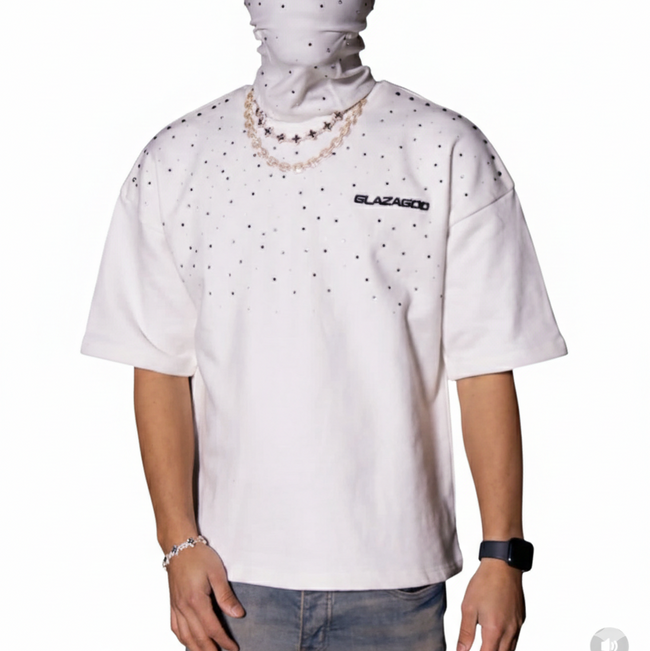 GLAZA GOD Borders - T-Shirt Oversized-WHITE vol.33 Hover Image