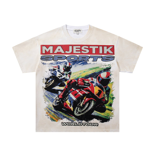 Majestik “World Tour” Motorcycle Racing Rhinestone Vintage Tee Hover Image