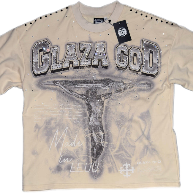 GLAZA GOD Crucifixion -Vol. 9- T-Shirt Oversized-CREMA Hover Image