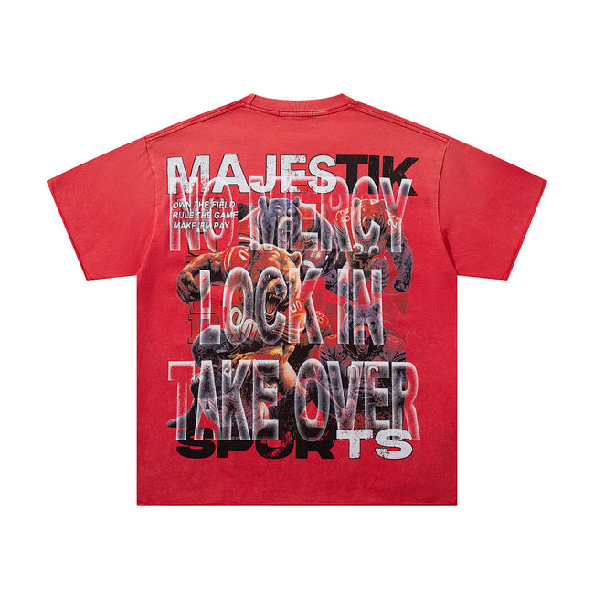 Majestik “Football Bears” Sports Vintage Tee（Red） Main Image