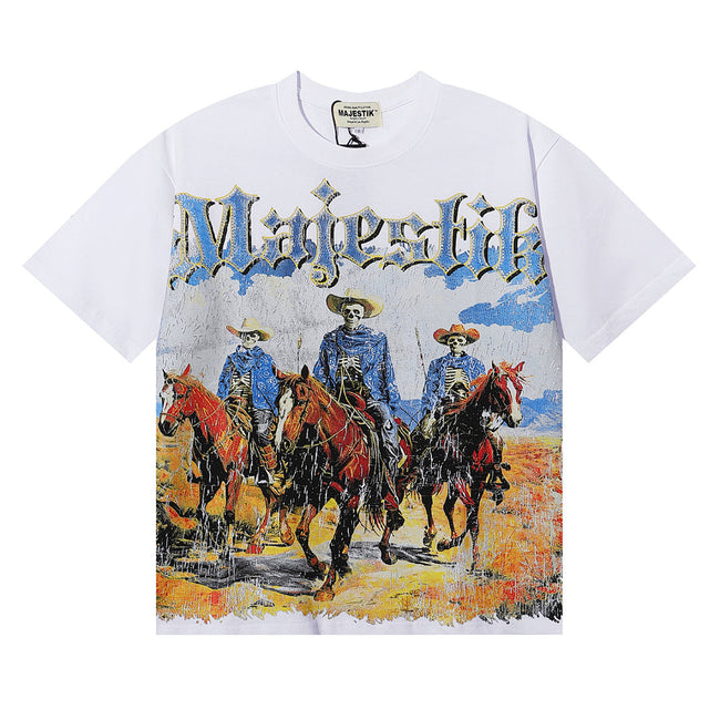 Majestik “Wild West” Skeleton Cowboys Vintage Tee Hover Image