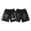 Hellstar Vertical Logo Rhinestone Washed Black Streetwear Shorts