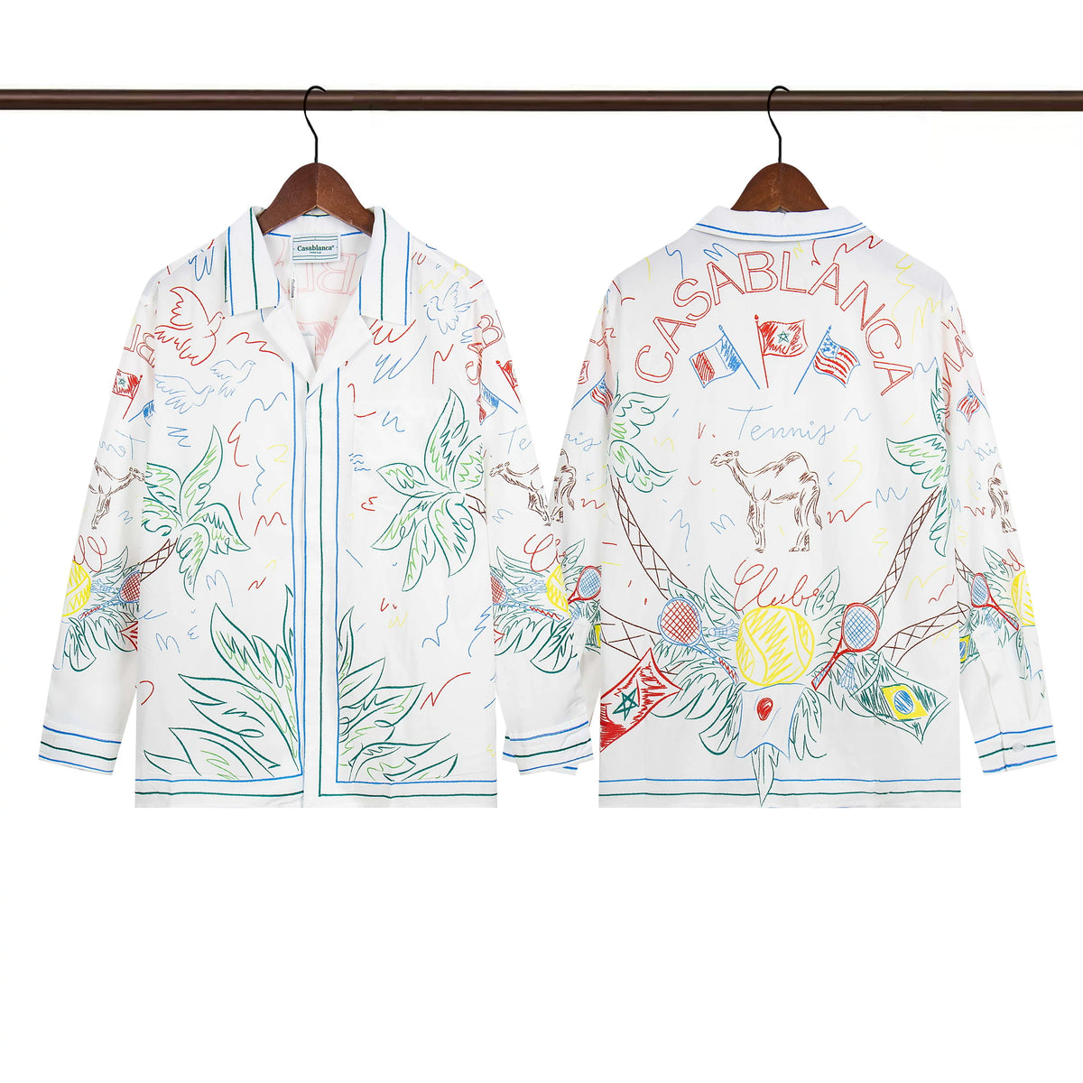 Casablanca White Sketch Doodle Figure Long Sleeve Overshirt Jacket Unisex