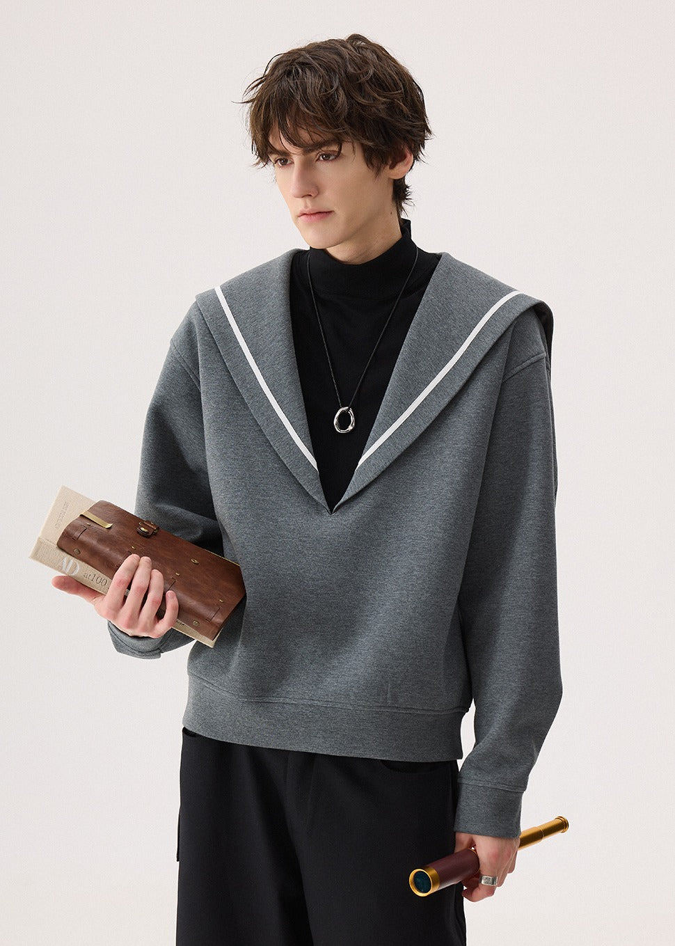 Sailor Collar High-Neck Sweatshirt