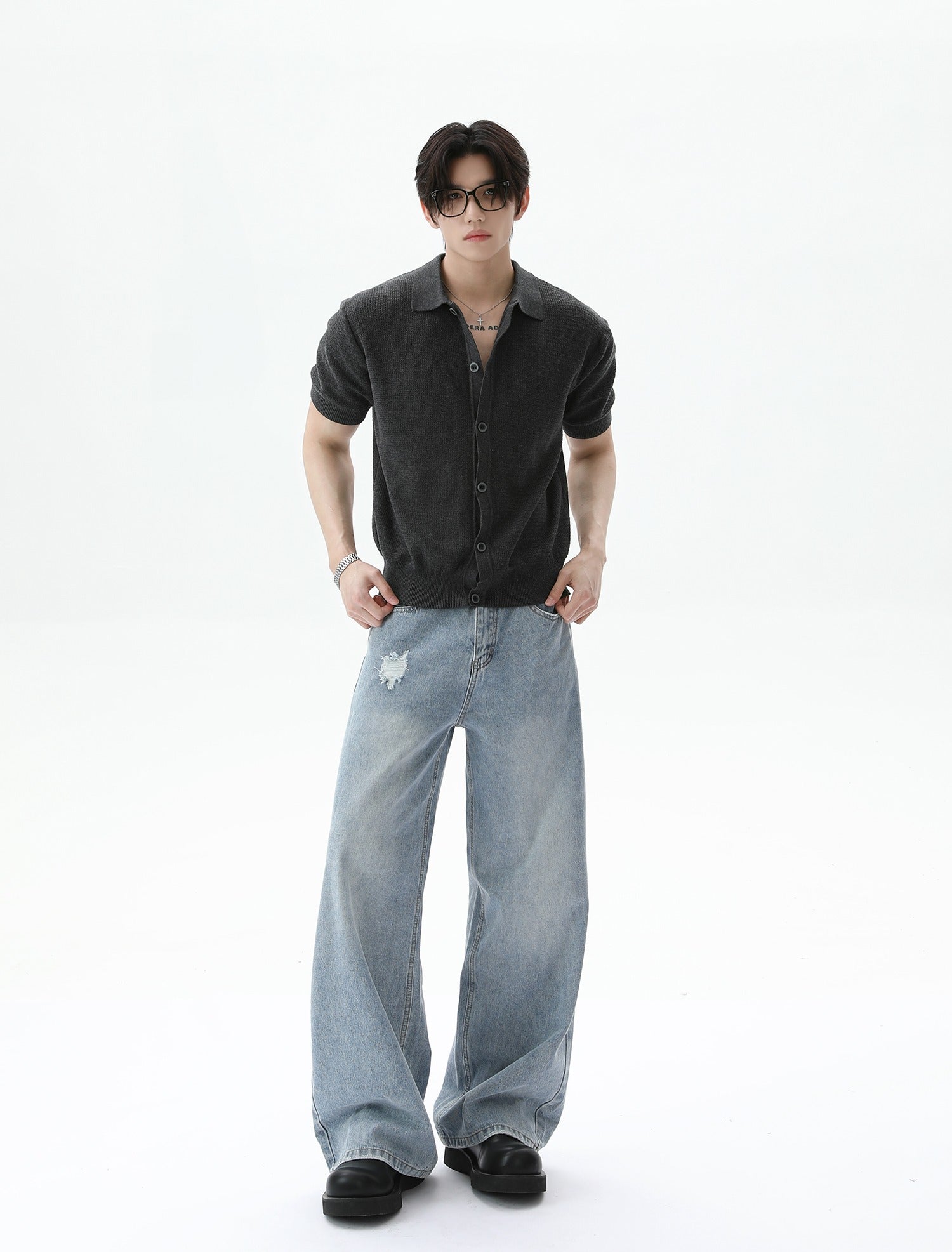 Front buttons Short Sleeve Knit Cardigan