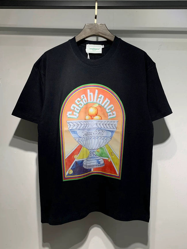 Casablanca Rainbow Trophy Arch Graphic Black Short Sleeve T-Shirt Unisex Hover Image
