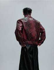 Python Texture Leather Jacket