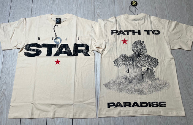 HELLSTAR Path To Paradise Vintage Washed Short Sleeve Tee Cream Streetwear T‑Shirt Hover Image