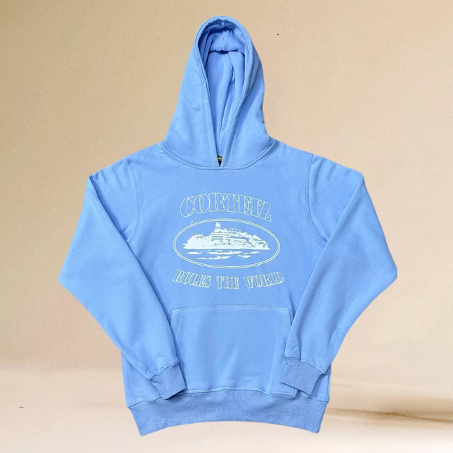 Corteiz Alcatraz Oval Logo Heavyweight Hoodie blue Hover Image