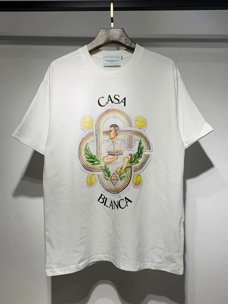 Casablanca Casa Blanca Round Portrait Art Graphic White Short Sleeve T-Shirt Unisex