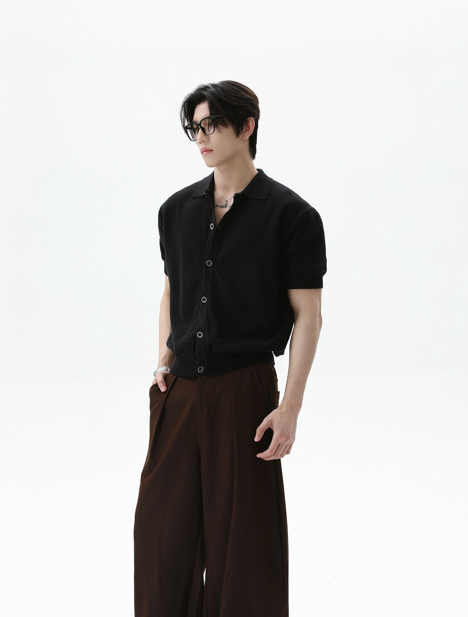 Front buttons Short Sleeve Knit Cardigan