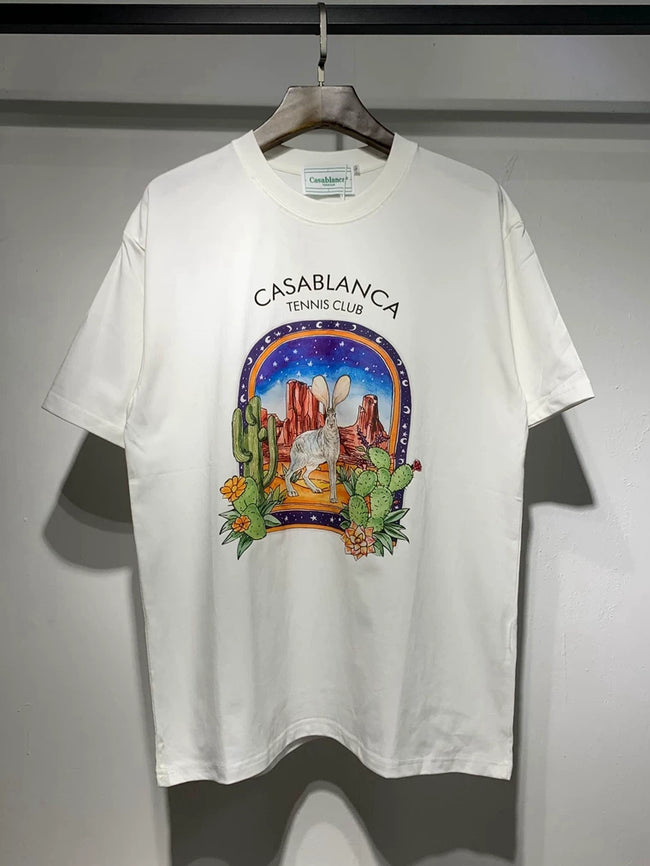 Casablanca Desert Camel Cactus Arch Graphic White Short Sleeve T-Shirt Unisex Hover Image