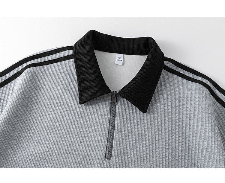 Half-Zip Three-Stripe Polo Sweatshirt
