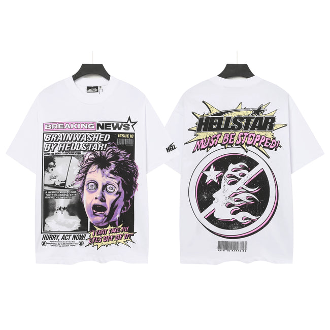 HELLSTAR Brainwashed Worldwide Graphic Oversized T-Shirt White Streetwear Tee Hover Image
