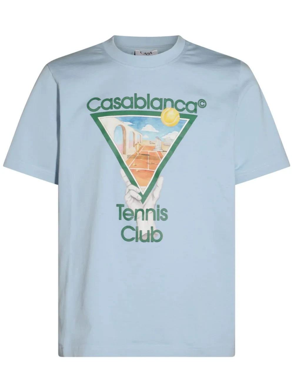 Casablanca Tennis Club Triangle Court Graphic Light Blue Short Sleeve T-Shirt