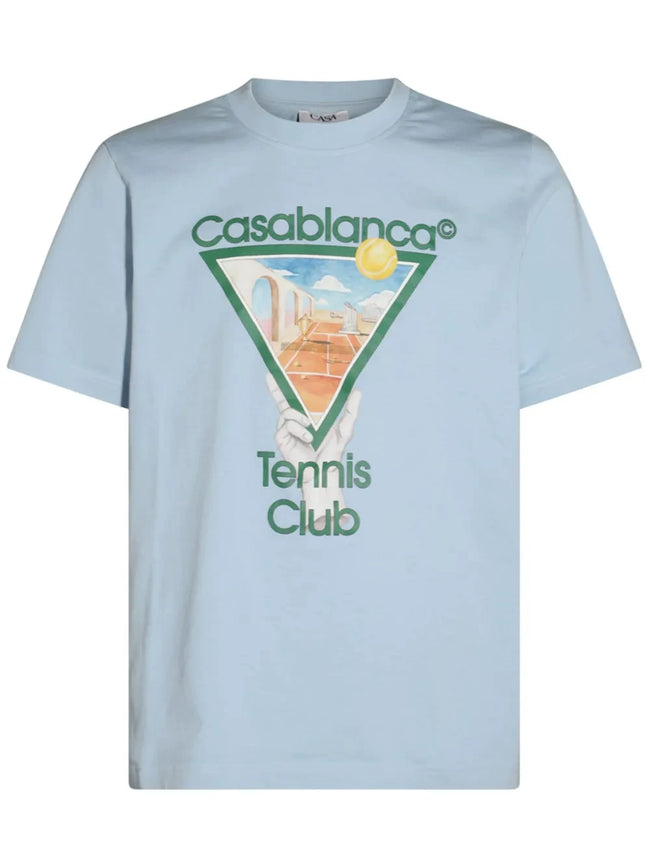 Casablanca Tennis Club Triangle Court Graphic Light Blue Short Sleeve T-Shirt Hover Image