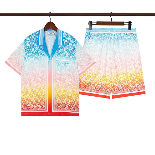 Casablanca Rainbow Ombre Gradient Allover Print Shirt & Shorts Two Piece Set Hover Image
