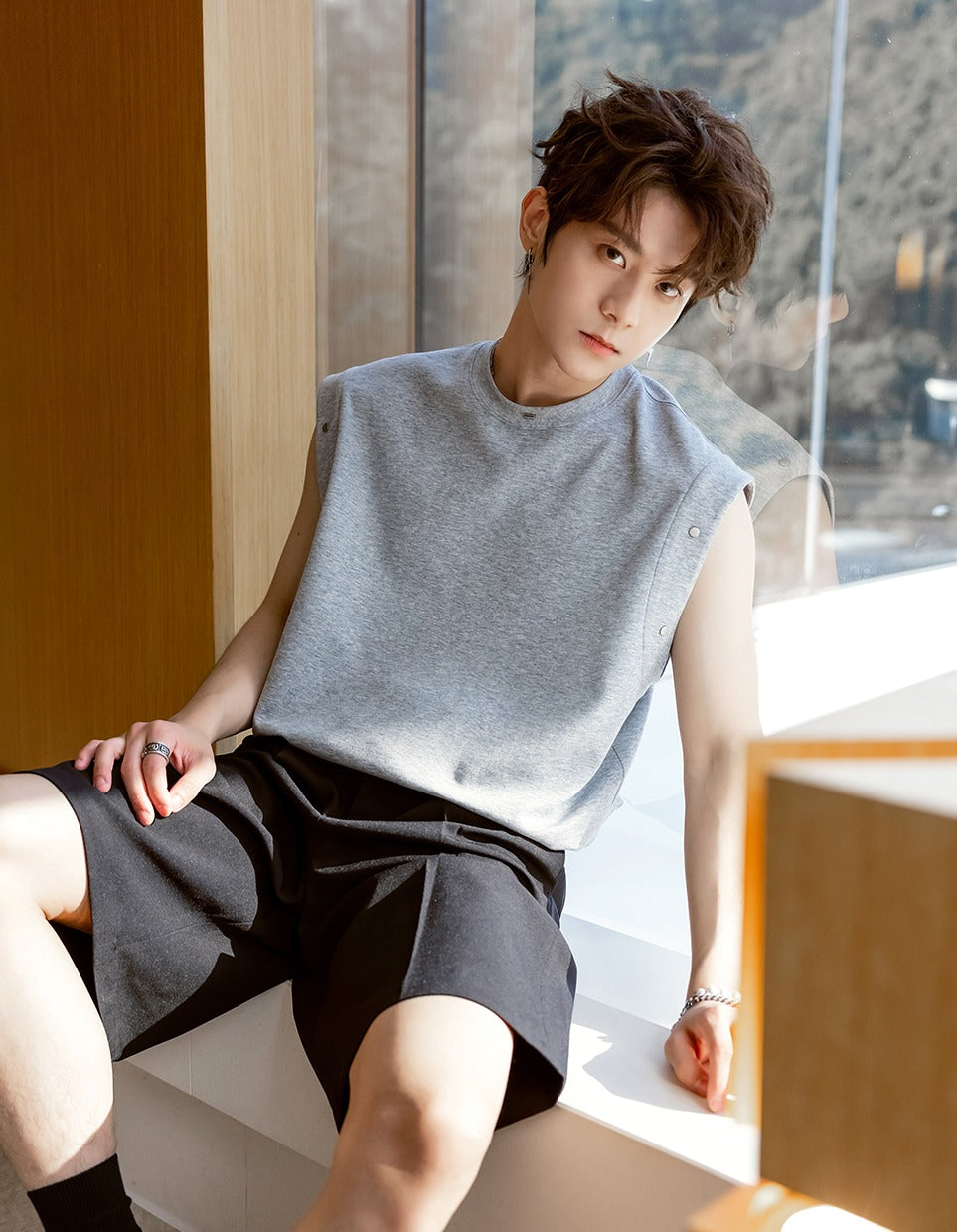 Detachable Striped Short Sleeve T-shirt