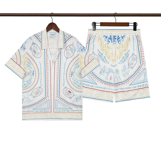 Casablanca White Base Vintage Scarf Paisley Allover Print Shirt & Shorts Two Piece Set Hover Image
