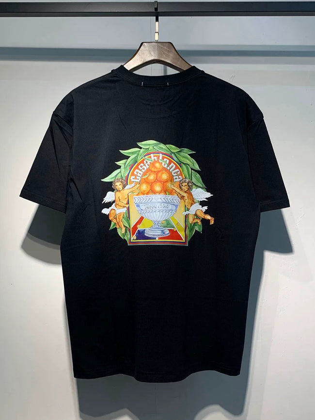Casablanca Orange Trophy Fruit Art Graphic Black Short Sleeve T-Shirt Unisex Hover Image