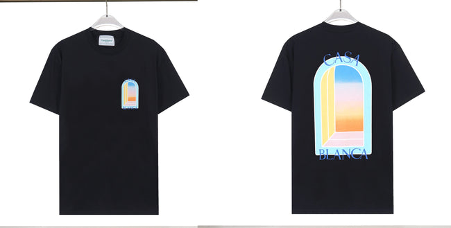 Casablanca Gradient Arch Logo Black Short Sleeve T-Shirt Hover Image
