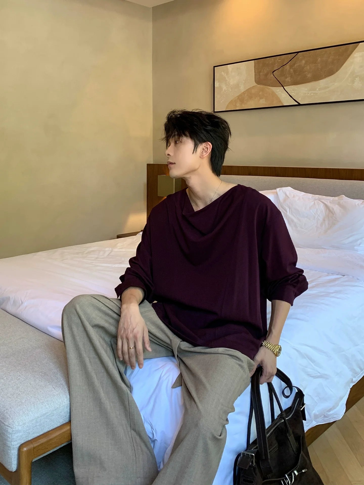 Long Sleeve Draped Pullover