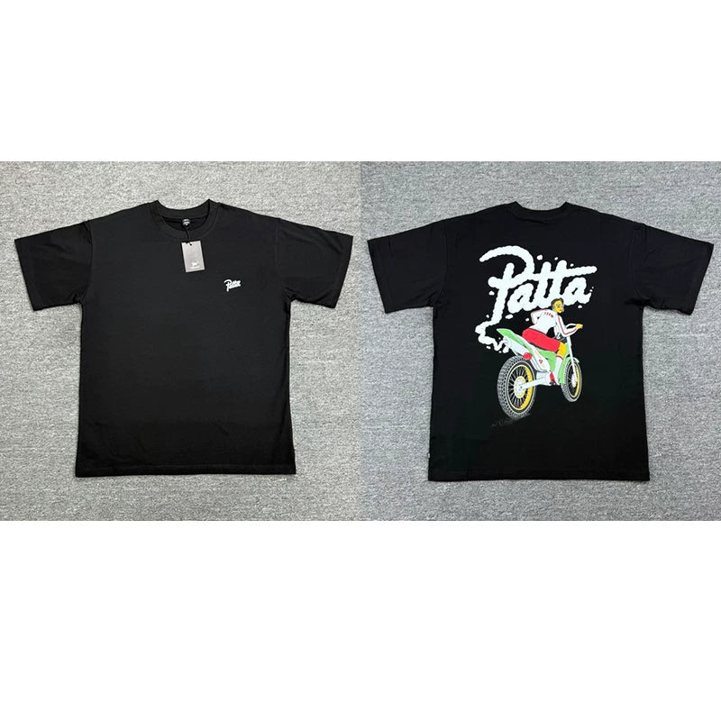 Patta Motorcycle Script Black Short Sleeve T-Shirt Unisex