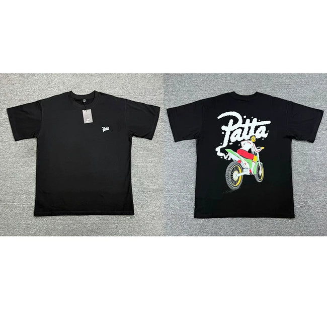 Patta Motorcycle Script Black Short Sleeve T-Shirt Unisex Hover Image