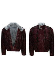 【25s Nov.】"Snowy Silver Fox" Plush Leather Jacket (No Hood)