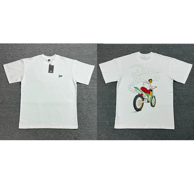 Patta Bicycle Rider Graphic White Short Sleeve T-Shirt Unisex Hover Image