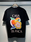 Casablanca Casa Blanca Peach Flower Graphic Black Short Sleeve T-Shirt Unisex