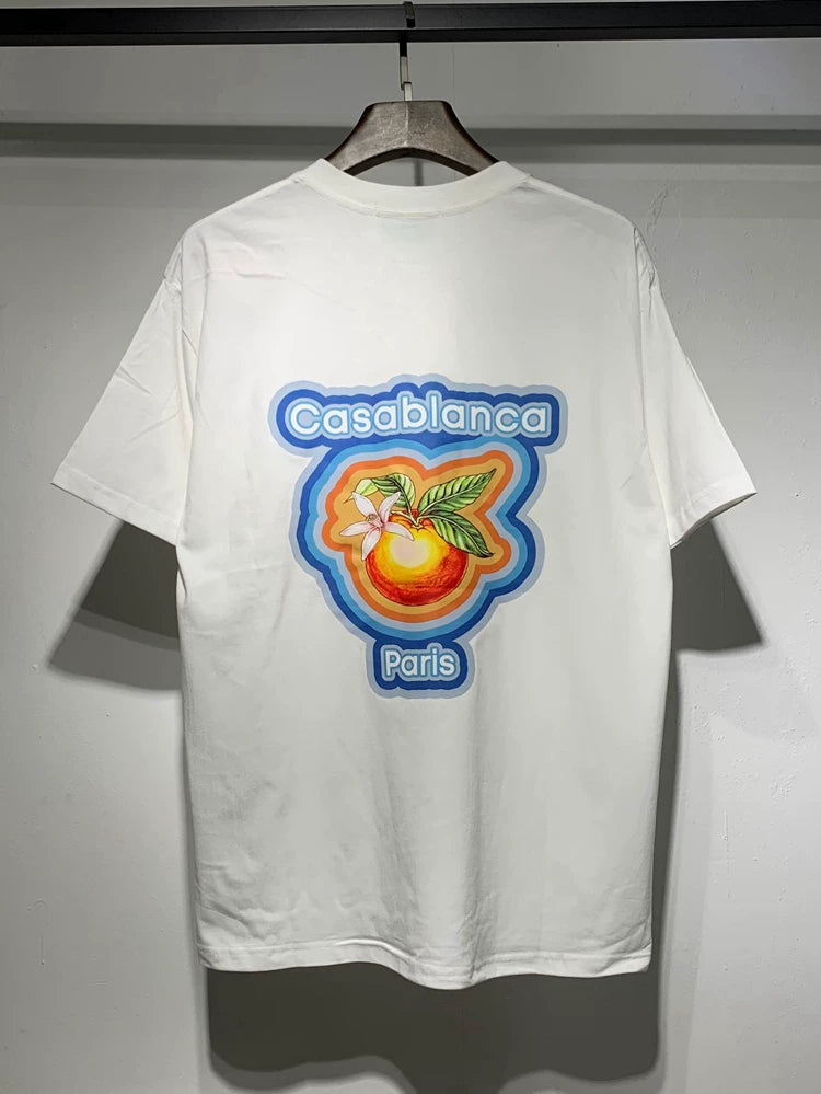 Casablanca Casablanca Paris Peach Wing Graphic White Short Sleeve T-Shirt Unisex