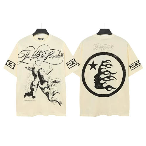 HELLSTAR The Path To Paradise Double‑Sided Vintage Washed Short Sleeve Tee Cream Streetwear T‑Shirt Hover Image