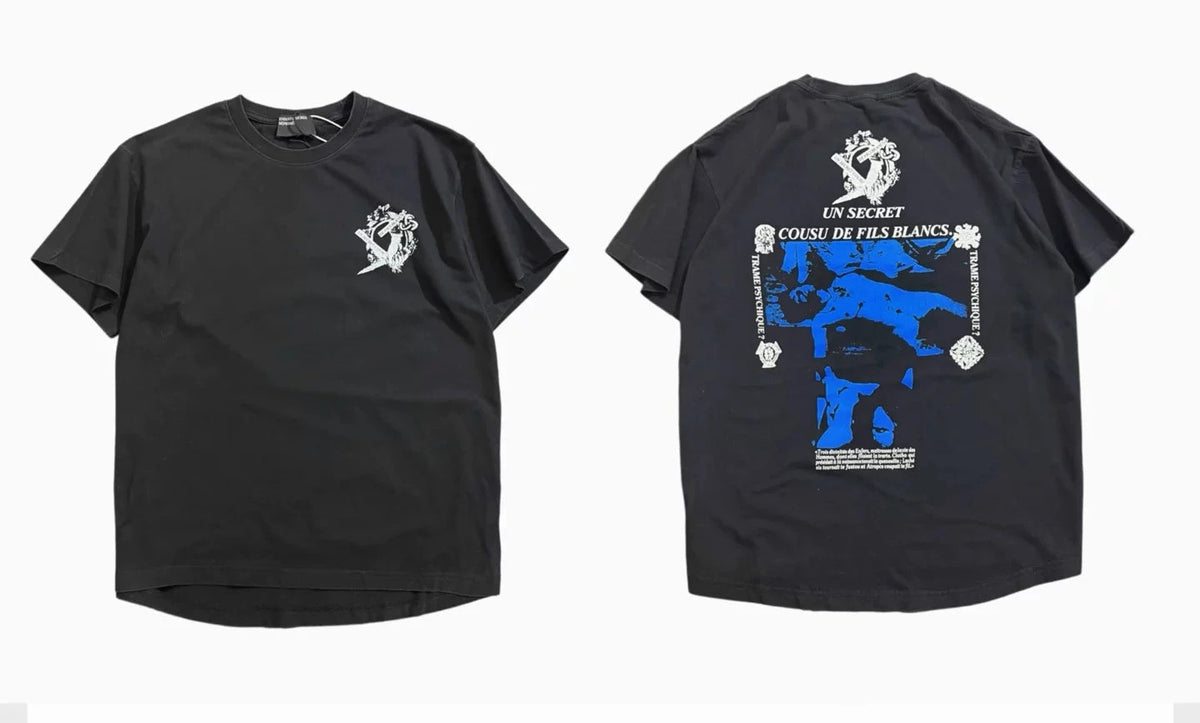 Enfants Riches Déprimés Blue Graphic Dual Print Black Tee