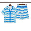 Casablanca Blue White Wavy Chevron Allover Print Shirt & Shorts Two Piece Set