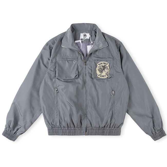 Saint Vanity Multi-Pocket Utility Zip Jacket - Slate Grey Hover Image